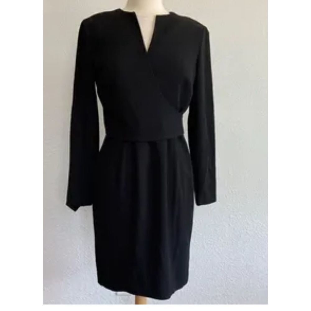 Jones New York Women's On The Town Surpliced Faux Wrap Dress‎ Black Size 4 NWT